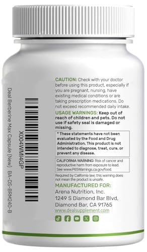 DEAL SUPPLEMENT Berberine Max Supplement with Turmeric, 5000 mg** Per Serving, 240 Vegetarian Capsules | Berberine HCl with Turmeric Root Extract | Non-GMO - görsel 13