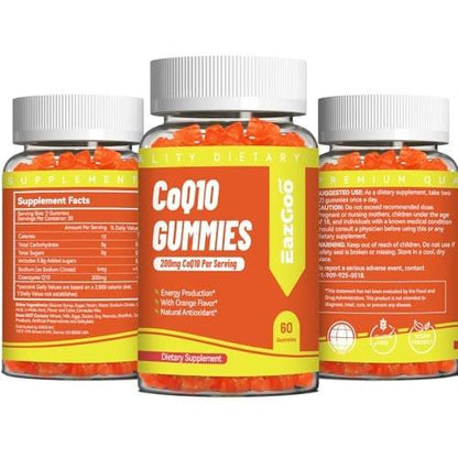 EAZGOO CoQ10 Gummies 200mg, Vegan Supplement for Energy Production, Non-GMO, Gluten Free (60 Gummies)