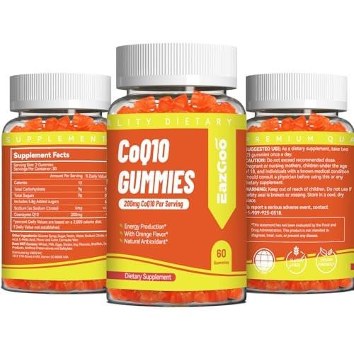 EAZGOO CoQ10 Gummies 200mg, Vegan Supplement for Energy Production, Non-GMO, Gluten Free (60 Gummies) - görsel 14