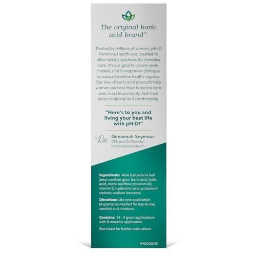 pH-D Feminine Health Support Boric Acid Moisturizing Vaginal Gel with Hyaluronic Acid, Vitamin E for Vaginal Dryness, Woman Owned, Paraben-Free, pH-Balanced, Vegan, 14 Applications, Made in the USA - görsel 13