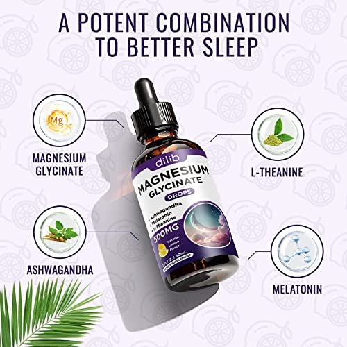 Magnesium Glycinate Supplement, Magnesium Liquid Drops with Magnesium Glycinate 500mg Vitamin B6, Ashwagandha, L-Theanine, Chamomile - Support Stress Relief, Bone, Muscle, Mood Vegan (Pack of 2) - görsel 5