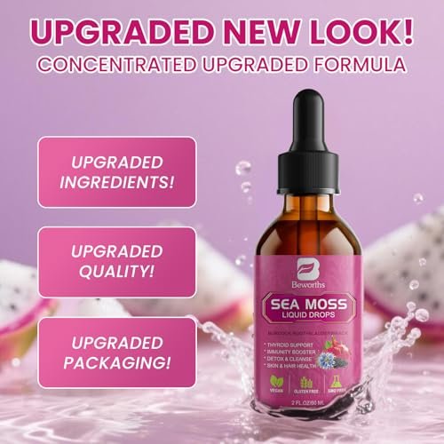 Sea Moss Liquid Drops - Organic Irish Sea Moss with Black Seed Oil, Ashwagandha, Soursop, Bladderwrack, Burdock Root, Elderberry, Turmeric | Seamoss for Immune Support, Energy, Hair & Digestion -Vegan - görsel 2