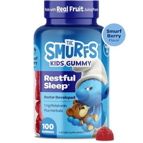 The Smurfs Gummies for Kids with Chamomile & Lemon Balm for a Restful Sleep Age 3+ | Non-Habit Forming | Made with Real Fruit in a Smurf Berry | Doctor Developed | 100 Gummies - görsel 14