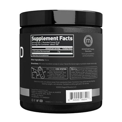Kaged L-Citrulline Powder | Unflavored | Enhanced Pumps | Improve Muscle Vascularity | Nitric Oxide Booster | Supplements for Men & Women | 100 Servings