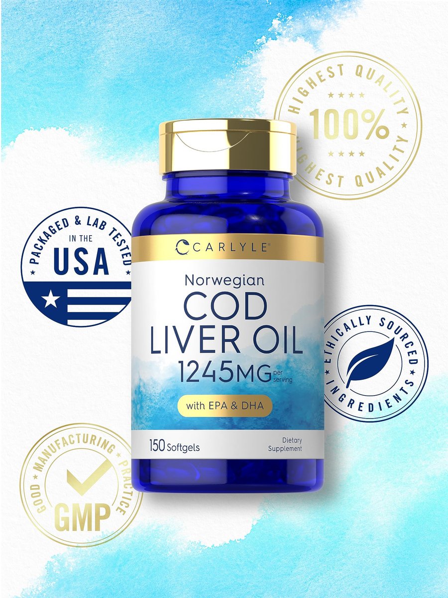 Carlyle Norwegian Cod Liver Oil | with EPA & DHA | 1245mg | 150 Softgels | Liquid Capsules | Non-GMO & Gluten Free Supplement - görsel 11