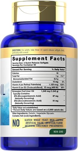 Carlyle Norwegian Cod Liver Oil | with EPA & DHA | 1245mg | 150 Softgels | Liquid Capsules | Non-GMO & Gluten Free Supplement - görsel 4