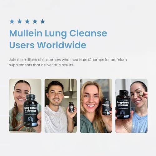 NutraChamps Mullein Leaf Extract for Lung Detox Extra Strength Lung Cleanse for Smokers, Mullein Capsules Lung Support Supplement for Respiratory Lung Health - görsel 2