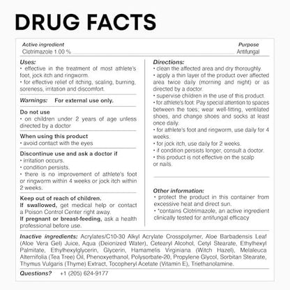 SimplyVital 1% Clotrimazole Antifungal Cream - Treats Most Athlete's Foot, Jock Itch, Ringworm - Athletes Foot Treatment Anti Fungal Cream for Skin, Ring Worm Medication for Humans, 2oz