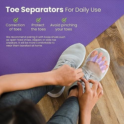 Welnove Toe Separators Spacers for Women - Toe Spacers with Lavender Extract, Toe Straightener for Women Men - Bunion Corrector Toe Stretcher for Yoga Practice - Lavender, 4 Pack