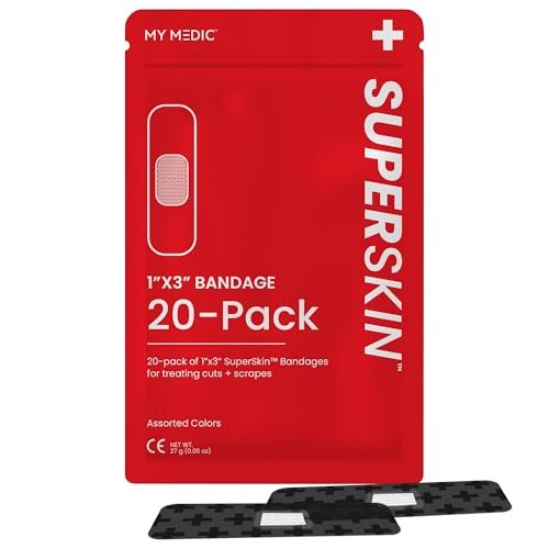 My Medic SuperSkin Bandages, 20-Pack Adhesive Bandages with Soothing Aloe, Latex-Free, 5X Stronger, 1" x 3" Flexible Fabric Bandages for First Aid and Skin Protection - görsel 2