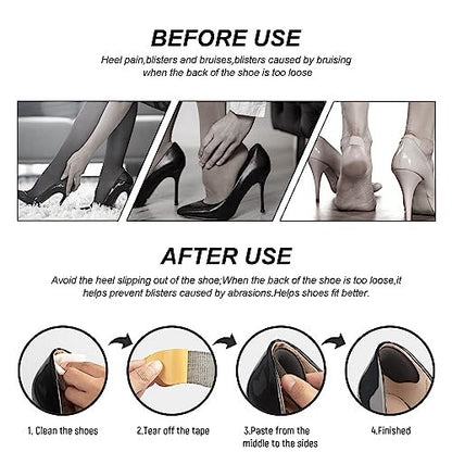 Makryn Foam Heel Pads for Shoes that are Too Big - Inserts Heel Grips, Back of Heel Cushions Protectors Liner Heel Slip Pads, Blisters, Shoe Filler for Loose Shoes (Black)