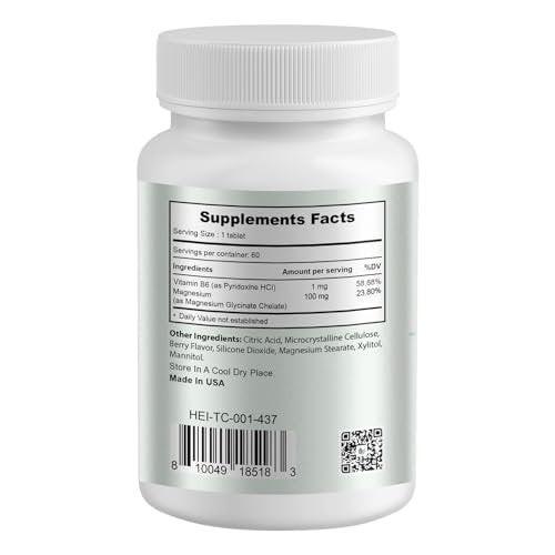 Heivy Kids Calming Supplement - Magnesium Glycinate 100mg & Vitamin B6 - Supports Calm & Relaxation - Berry Flavor for Ages 4+ (60 Servings) - Vegan, Gluten-Free, Made in USA - görsel 7
