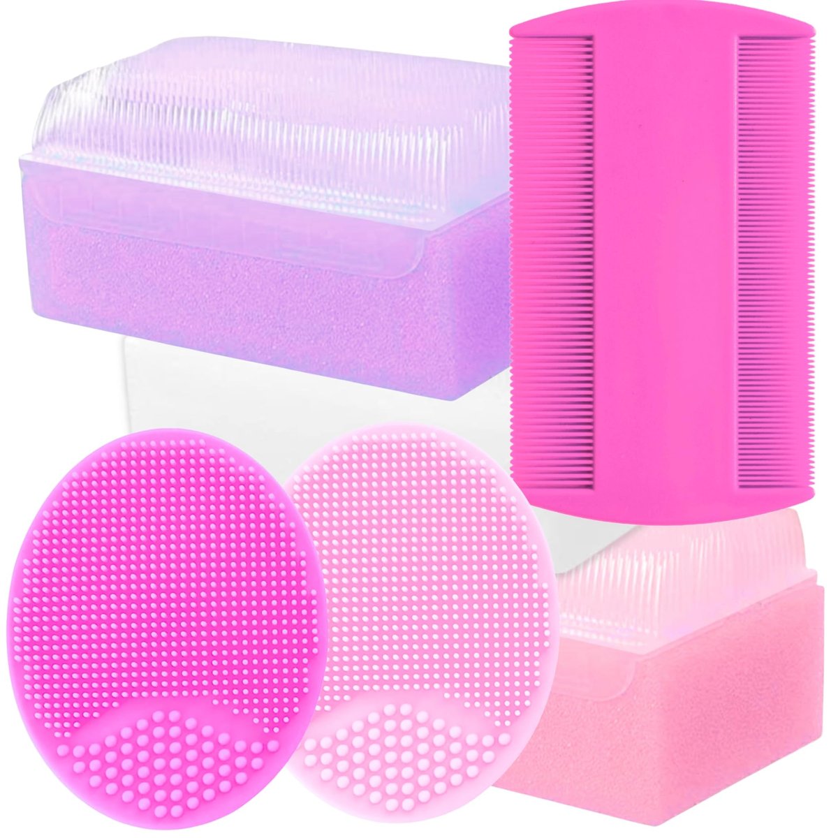 Cradle Cap Brush for Babies - Cradle Cap Treatment | Baby Sponge for Bathing | Baby Brush and Comb Set Newborn | Baby Comb & Scalp Scrubber (Set of 6 - Pink) - görsel 13