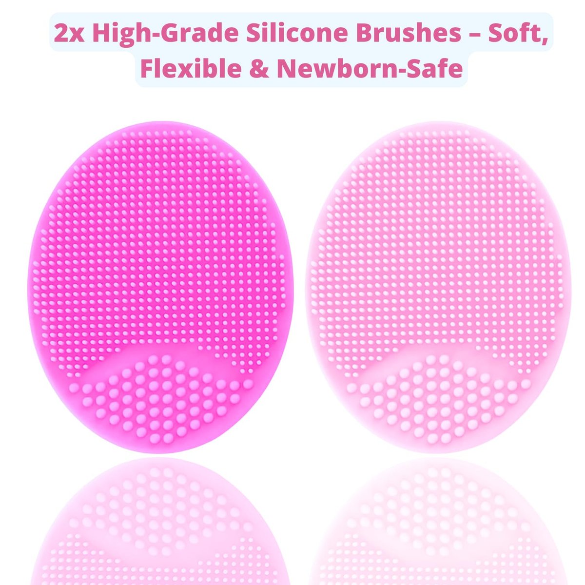 Cradle Cap Brush for Babies - Cradle Cap Treatment | Baby Sponge for Bathing | Baby Brush and Comb Set Newborn | Baby Comb & Scalp Scrubber (Set of 6 - Pink) - görsel 10