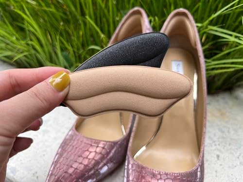 Heel Pads for Shoes that are Too Big - 4 Pairs Foamed Cotton Heel Cushions for Pain Relief & Tighter Fit - Heel Grips for Men Women's Shoes (Pale Apricot+Black) - görsel 14