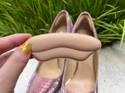 Heel Pads for Shoes that are Too Big - 4 Pairs Foamed Cotton Heel Cushions for Pain Relief & Tighter Fit - Heel Grips for Men Women's Shoes (Pale Apricot)