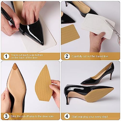 GQTJP Shoe Sole Bottom Protector, Self-Adhesive Grips, Non-Slip Pads, Sole Guard, Anti-Slip Grips for Bottom of Shoes