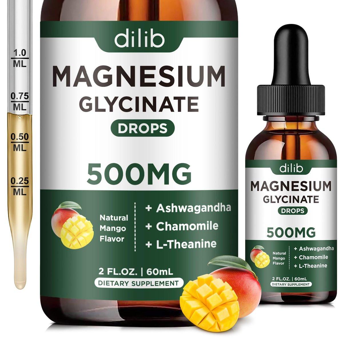 Magnesium Glycinate Supplement, Magnesium Liquid Drops with Magnesium Glycinate 500mg Ashwagandha, L-Theanine, Chamomile - Support Stress Relief, Bone, Muscle, Mood Vegan Natural Mango Flavor - görsel 15