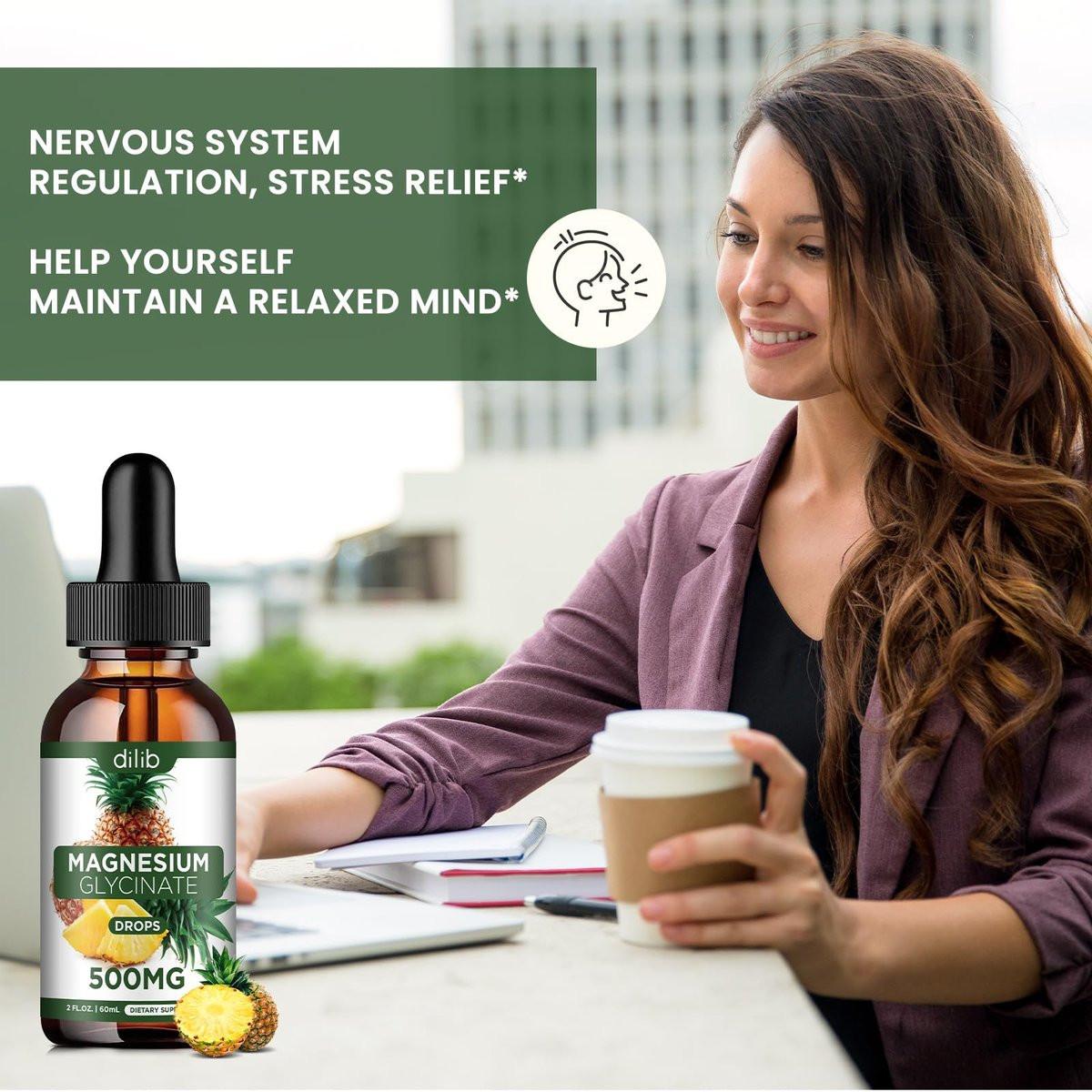 Magnesium Glycinate Supplement, Liquid Magnesium Glycinate Liquid Drops 500mg - Support Stress Relief, Relaxation, Mood, Sleep, Bone & Muscle - 2 Fl Oz, Vegan, Pineapple Flavor - görsel 9