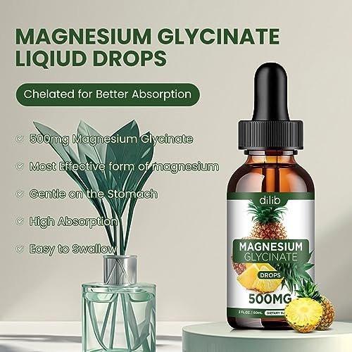 Magnesium Glycinate Supplement, Liquid Magnesium Glycinate Liquid Drops 500mg - Support Stress Relief, Relaxation, Mood, Sleep, Bone & Muscle - 2 Fl Oz, Vegan, Pineapple Flavor - görsel 4