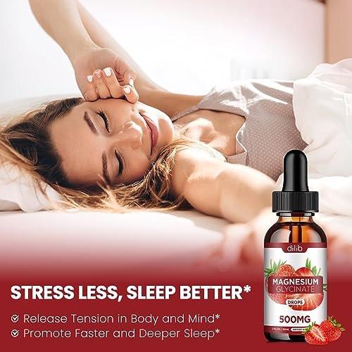 dilib Magnesium Glycinate Supplement, Liquid Magnesium Glycinate Liquid Drops 500mg - Support Stress Relief, Relaxation, Mood, Sleep, Bone & Muscle - 2 Fl Oz, Vegan, Strawberry Flavor - görsel 6