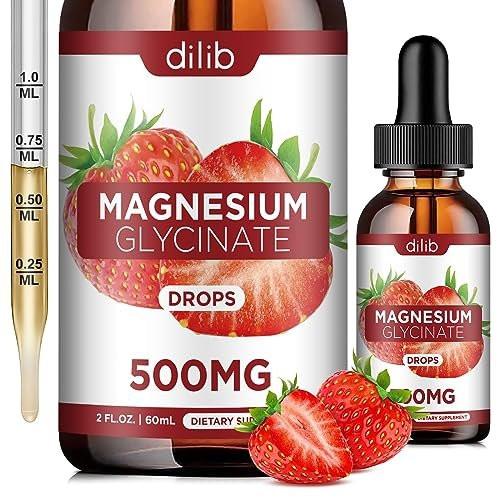 dilib Magnesium Glycinate Supplement, Liquid Magnesium Glycinate Liquid Drops 500mg - Support Stress Relief, Relaxation, Mood, Sleep, Bone & Muscle - 2 Fl Oz, Vegan, Strawberry Flavor - görsel 2