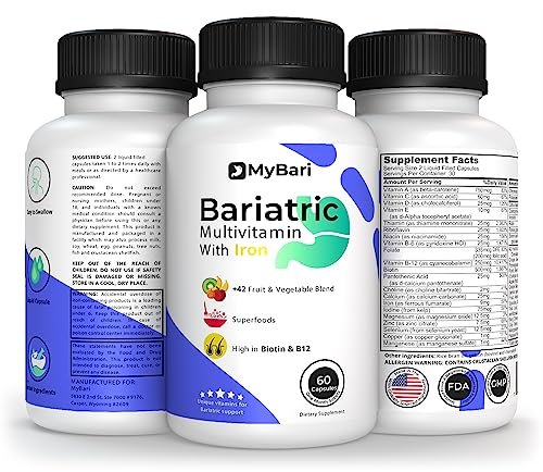 MyBari All-in-One Bariatric Multivitamin with Iron - Made in USA - for Men & Women - Supports Gastric Sleeve & Bypass with 42+ Fruit & Veggie Blend - 60 Liquid Capsules - görsel 9