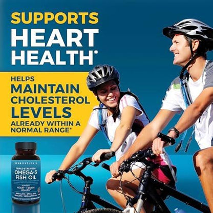 Viva Naturals Omega-3 Fish Oil, Triple Strength, 2500 mg, 30 Softgels – Re-Esterified Omega 3 Fatty Acids Including EPA, DHA, DPA - Pascatarian-Friendly