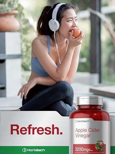 Horbäach Apple Cider Vinegar Caplets 3200mg | 180 Pills | Vegetarian, Non-GMO & Gluten Free Supplement - görsel 5