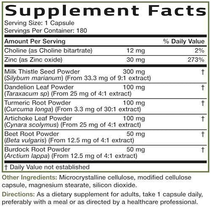 Bronson Liver Detox Advanced Detox & Cleansing Formula Supports Health Liver Function with Milk Thistle, Dandelion Extract, Turmeric, Artichoke Leaf & More, Non-GMO, 180 Vegetarian Capsules