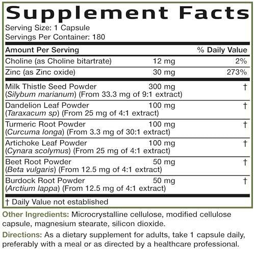 Bronson Liver Detox Advanced Detox & Cleansing Formula Supports Health Liver Function with Milk Thistle, Dandelion Extract, Turmeric, Artichoke Leaf & More, Non-GMO, 180 Vegetarian Capsules - görsel 3