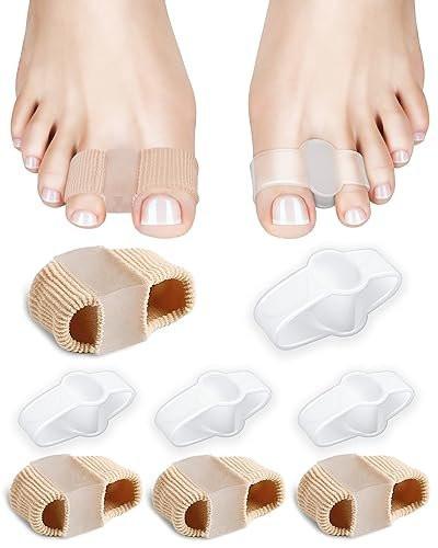 PGRODE 8PC Bunion Toe Separators Gel Bunion Corrector Soft Big Toe Spacers for Feet Women Men Toe Correct, Elasticity Hammer Toe Straightener with 2 Loops (4 Nylon+4Gel) - görsel 1