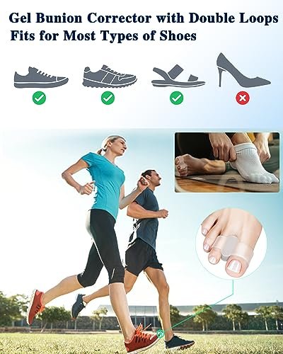 PGRODE 4Pcs Toe Separators for Bunion Correction, Big Toe Straightener Elasticity Hammer Bunion Toe Corrector Spacers for Feet Women Men Correct, with 2 Loops (2 Nylon+2 Gel) - görsel 9