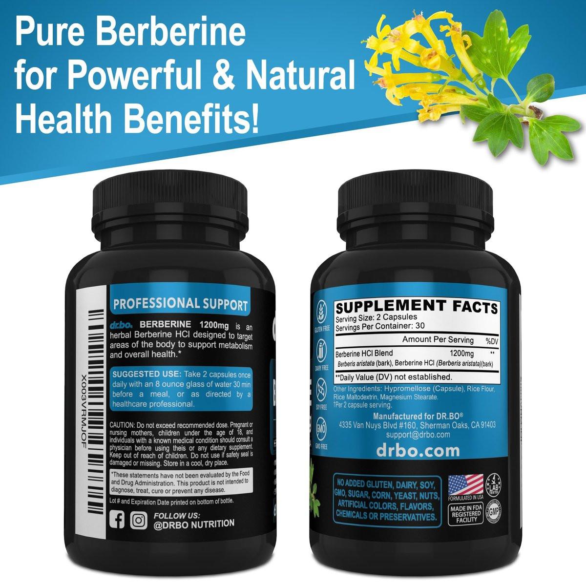 Berberine Supplement Capsules - 1200mg Berberine HCL Supplement for Healthy Metabolic Support - Premium Natural Complex for Women & Men, Pure Support Capsules Supplements - 60 Pills - görsel 16