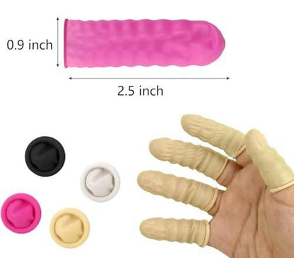 200 Pcs Finger Cots, Disposable Finger Protectors, Latex Anti-Static Finger Tip Rubber Protect Keeping Dressing Dry and Clean (Medium, Pink)