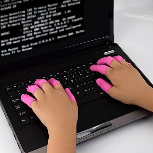 200 Pcs Finger Cots, Disposable Finger Protectors, Latex Anti-Static Finger Tip Rubber Protect Keeping Dressing Dry and Clean (Medium, Pink) - görsel 12