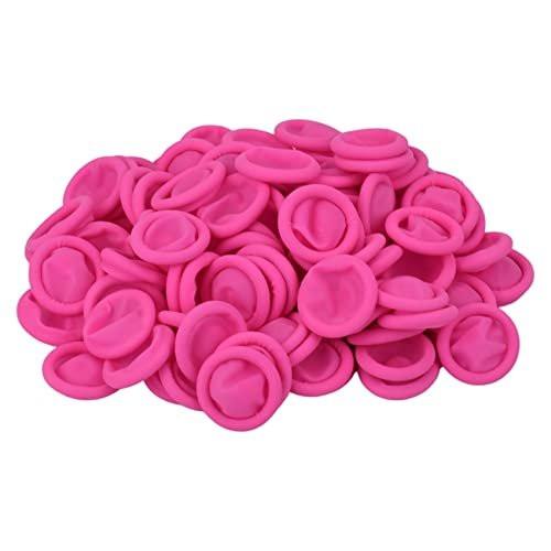 200 Pcs Finger Cots, Disposable Finger Protectors, Latex Anti-Static Finger Tip Rubber Protect Keeping Dressing Dry and Clean (Medium, Pink) - görsel 2