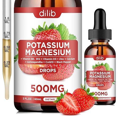 Potassium Magnesium Citrate Supplement, Liquid Magnesium Citrate Drops 500mg with Ashwagandha, Calcium, Zinc, Vitamin D3, B6, B12, CoQ10 - Support Calm & Bone & Muscle & Immune Health Vegan 2 fl oz - görsel 2