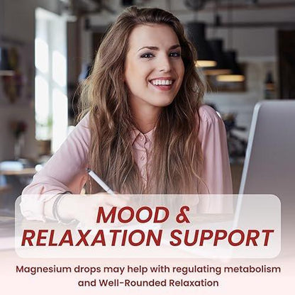 Triple Magnesium Complex Supplement, Magnesium Glycinate, Blend, Citrate Liquid Drops 1000mg with Ashwagandha, CoQ10, Vitamin B6, C, D, Zinc - Support Calm Stress Relief, Bone, Muscle, Mood Vegan