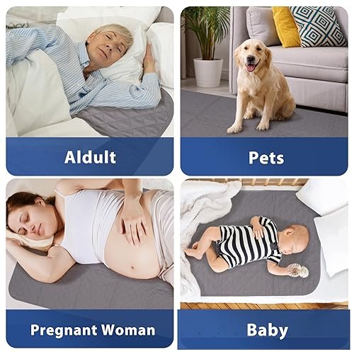 Brosive Waterproof Pads for Bed 24x36 Inch (4 Pack) - Washable Incontinence Bed Pads for Kids, Adults, Elderly, Pets, Gray - görsel 11