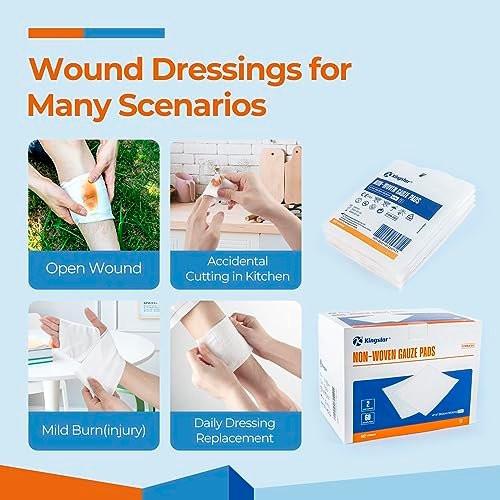 Kingstar Sterile Nonwoven Gauze Pads, 4"x 4" Wound Dressing, 120 Packs - 240 Pieces Superior Soft Sponge Pads, Higher Absorbent Gauze Compresses for Trauma or Post-Operative Wound Care - görsel 4