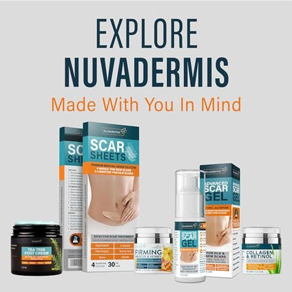 NUVADERMIS Scar Gel - Scar Cream for Surgical Scars - Transparent Gel Formula with Retinol and Vitamin E - Acne Scar Treatment, Keloid Scar Treatment, Scar Removal Cream - 1.7 Fl Oz, 2 Pack