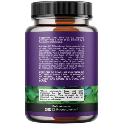 Natures Craft Kava Kava Root Extract Supplement 1000mg per Serving - Fast Acting Herbal Support for Balanced Mood - Relax Calming Capsules for Stress Support & Better Sleep - 30 Count
