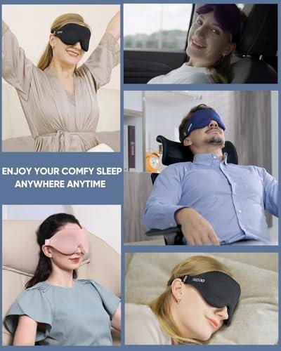 MZOO Luxury Sleep Eye Mask for Side Sleeper Men Women, Zero Eye Pressure 3D Sleeping Mask, Light Blocking Patented Design Night Blindfold, Soft Eye Shade Cover for Travel, Pink - görsel 8
