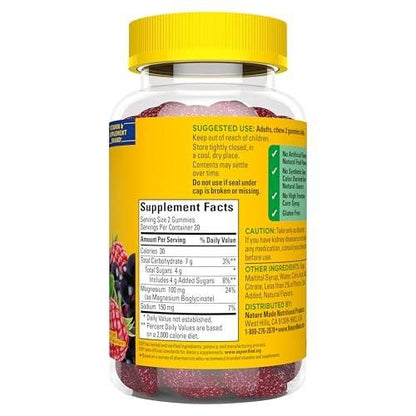 Nature Made High Absorption Magnesium Glycinate Gummies 100 mg per Serving, Muscle, Nerve, Bone and Heart Support, Magnesium Supplement, 40 Magnesium Gummies, 20 Day Supply