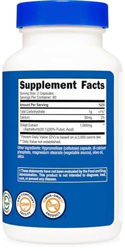 Nutricost Shilajit Capsules (1,000 mg Per Serving) (120 Capsules) - Shilajit Extract with Naturally Occuring Fulvic Acid, 60 Servings, Gluten Free, Non-GMO, Vegan Friendly Dietary Supplement