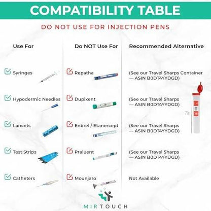 Sharps-Shuttle - Single Use Travel Sharps Container for Needles Syringes - Portable Small Sharp Containers with Locking Lid, Puncture Resistant Transportable Needle Disposal Containers 6 Pack