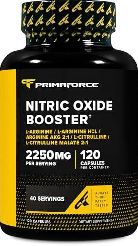 Primaforce Nitric Oxide Booster (2,250mg, 120 Capsules) - 40 Servings of Our Nitric Oxide Boosting Blend for Pre-Workout and Post-Workout