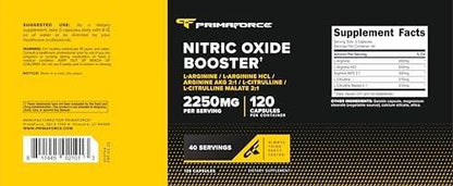 Primaforce Nitric Oxide Booster (2,250mg, 120 Capsules) - 40 Servings of Our Nitric Oxide Boosting Blend for Pre-Workout and Post-Workout