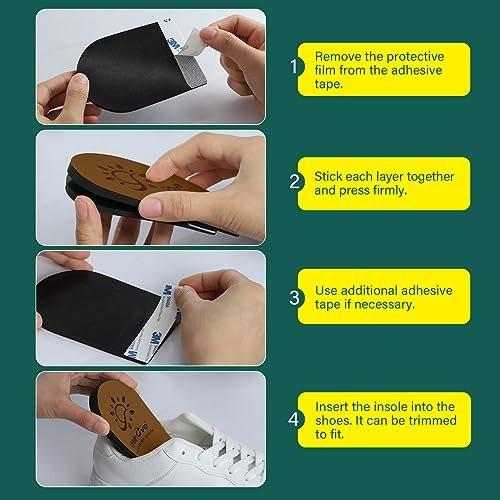 Adjustable Heel Lift Inserts for Shoes - Welnove 4 Layers Orthopedic Shoe Lifts for Women Uneven Legs Leg Length Discrepancy Heel Pain - Heel Insert (Brown, Size M Pack of 2) - görsel 2